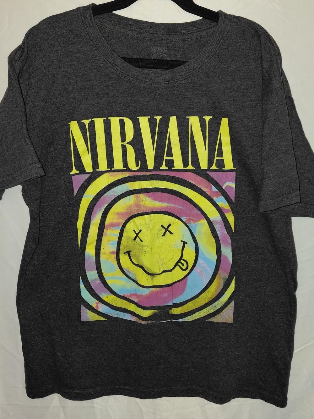 NIRVANA Kids Short Sleeve Tee in Charcoal with Yellow Graphic #2219